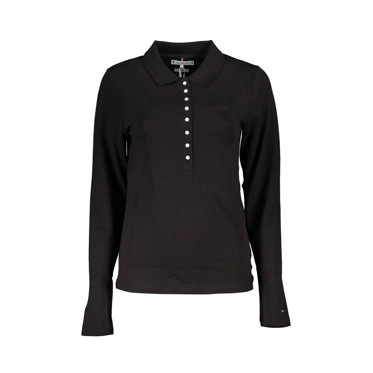Tommy Hilfiger Polo Maniche Lunghe Donna Nera Ricamo Nero - foto prodotto