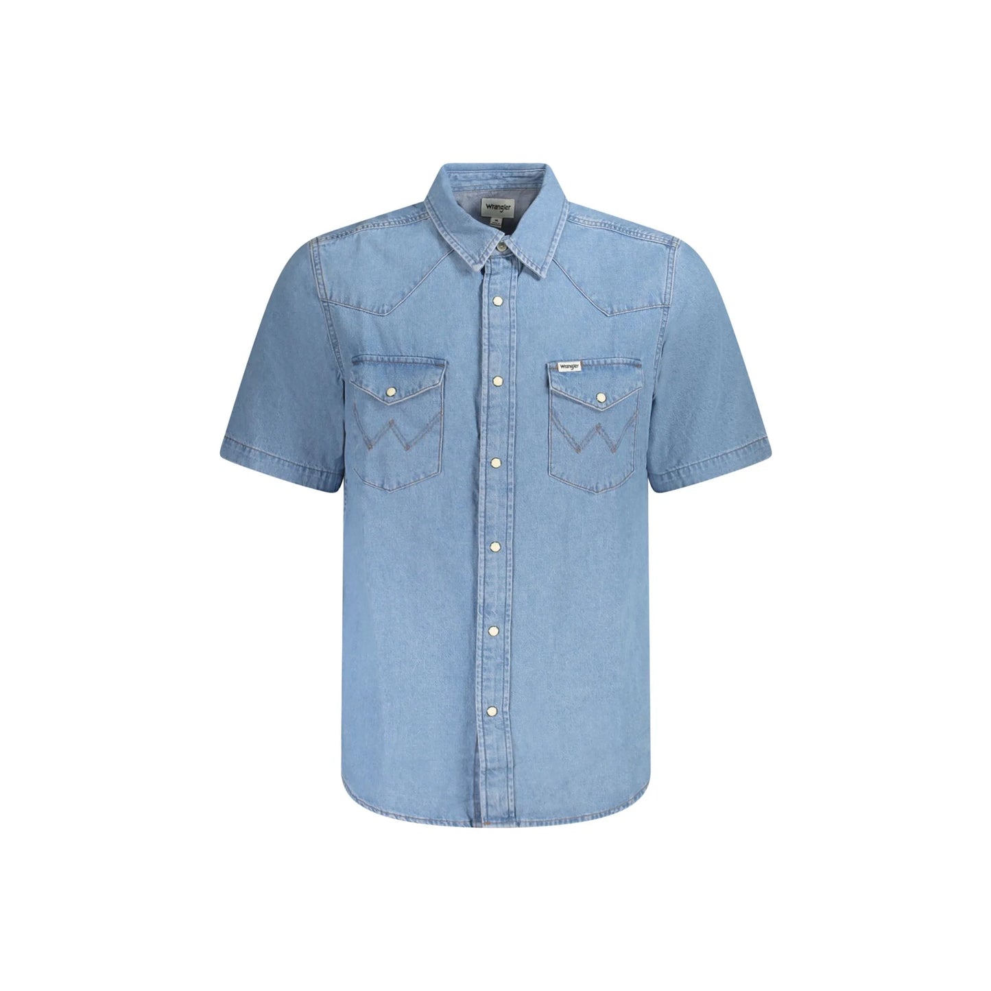 Wrangler Camicia Maniche Corte Uomo Azzurra 2 Taschini Camicie Azzurro - foto prodotto