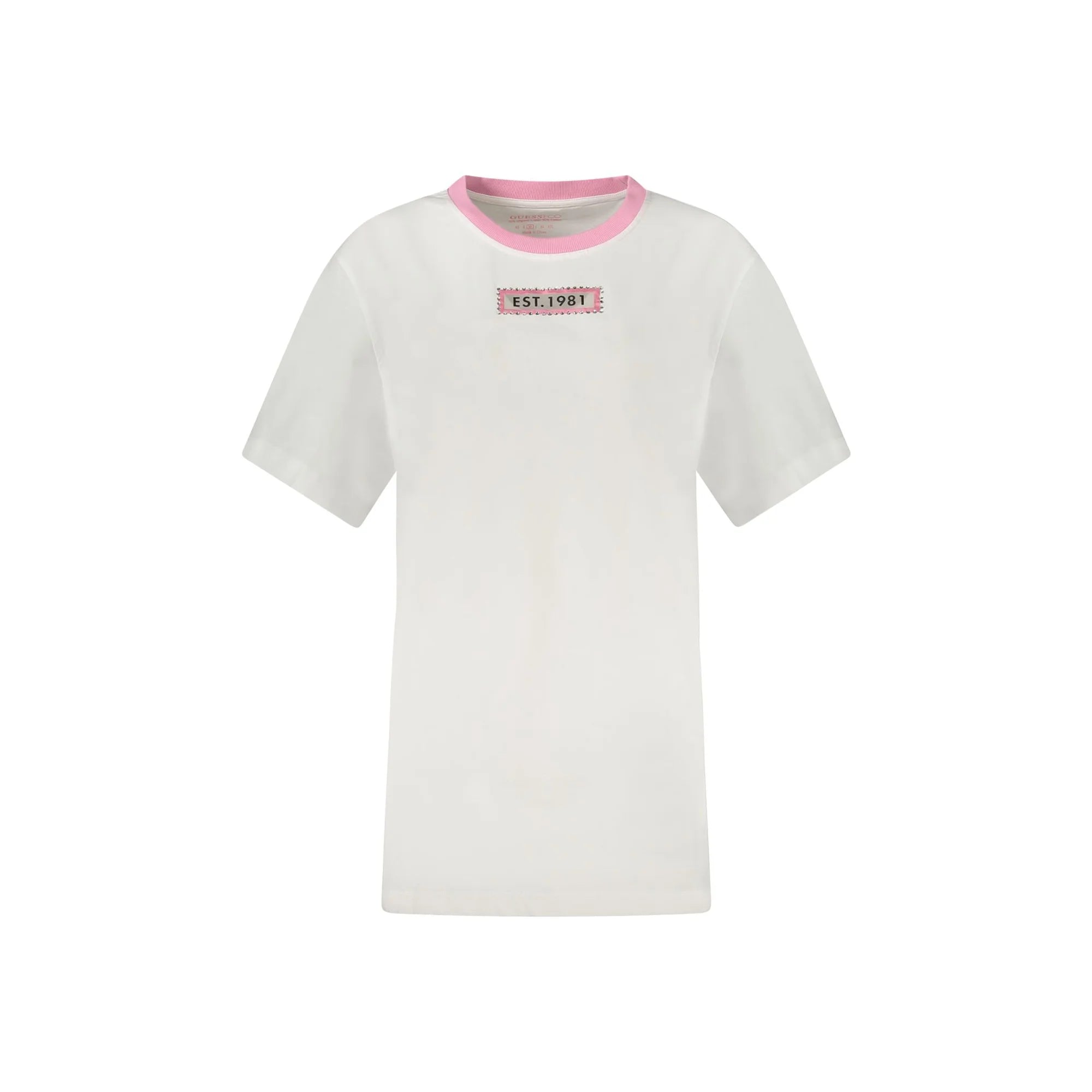 GUESS JEANS T-SHIRT MANICHE CORTE DONNA BIANCO