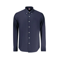 Norway 1963 Camisa de Manga Larga Hombre Azul Cuello Button Down