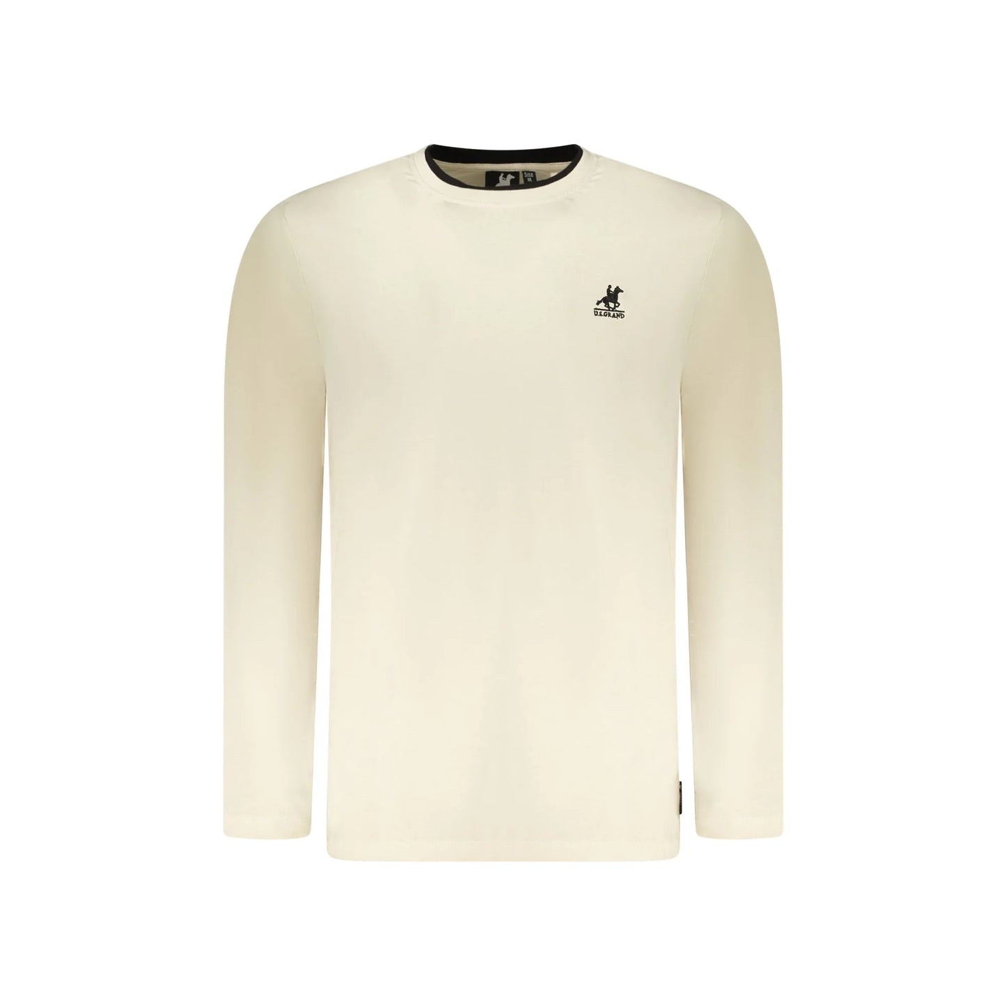 U.S. Grand T-Shirt Uomo Beige Maniche Lunghe Girocollo Ricamo Logo - foto prodotto