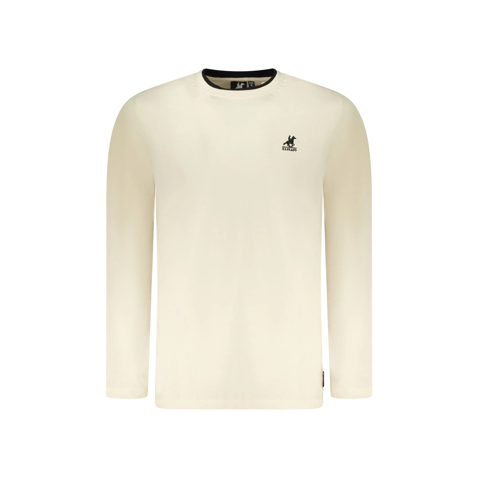 U.S. Grand T-Shirt Uomo Beige Maniche Lunghe Girocollo Ricamo Logo - foto prodotto