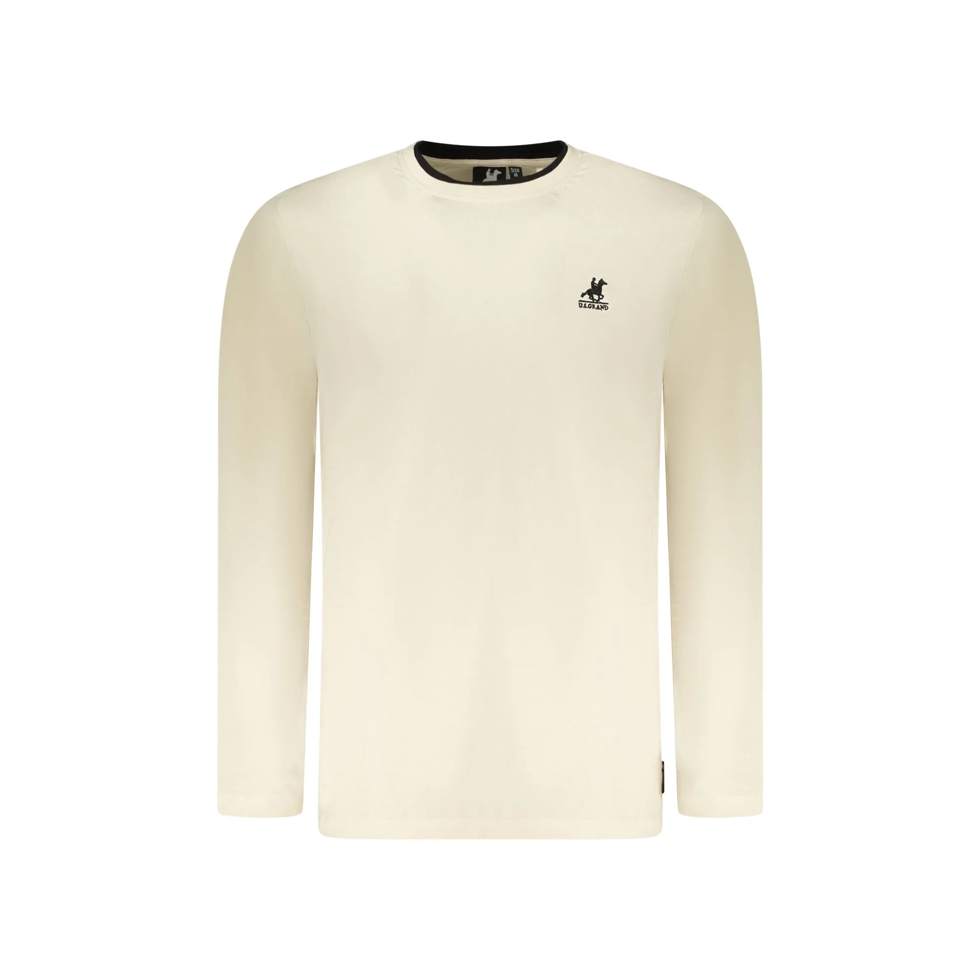 U.S. Grand T-Shirt Uomo Beige Maniche Lunghe Girocollo Ricamo Logo - foto prodotto