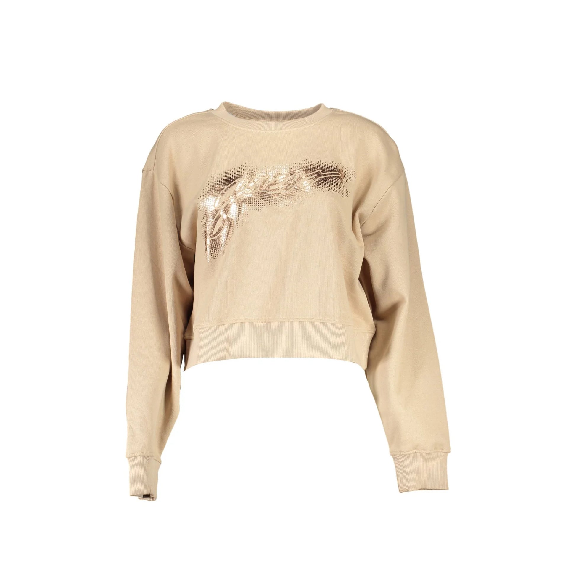 Guess Jeans Felpa Maniche Lunghe Donna beige Stampa Logo Felpe - foto prodotto