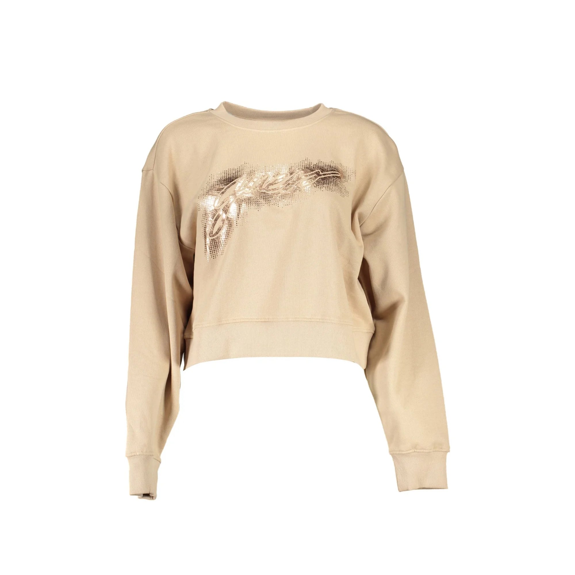 Guess Jeans Felpa Maniche Lunghe Donna beige Stampa Logo Felpe - foto prodotto