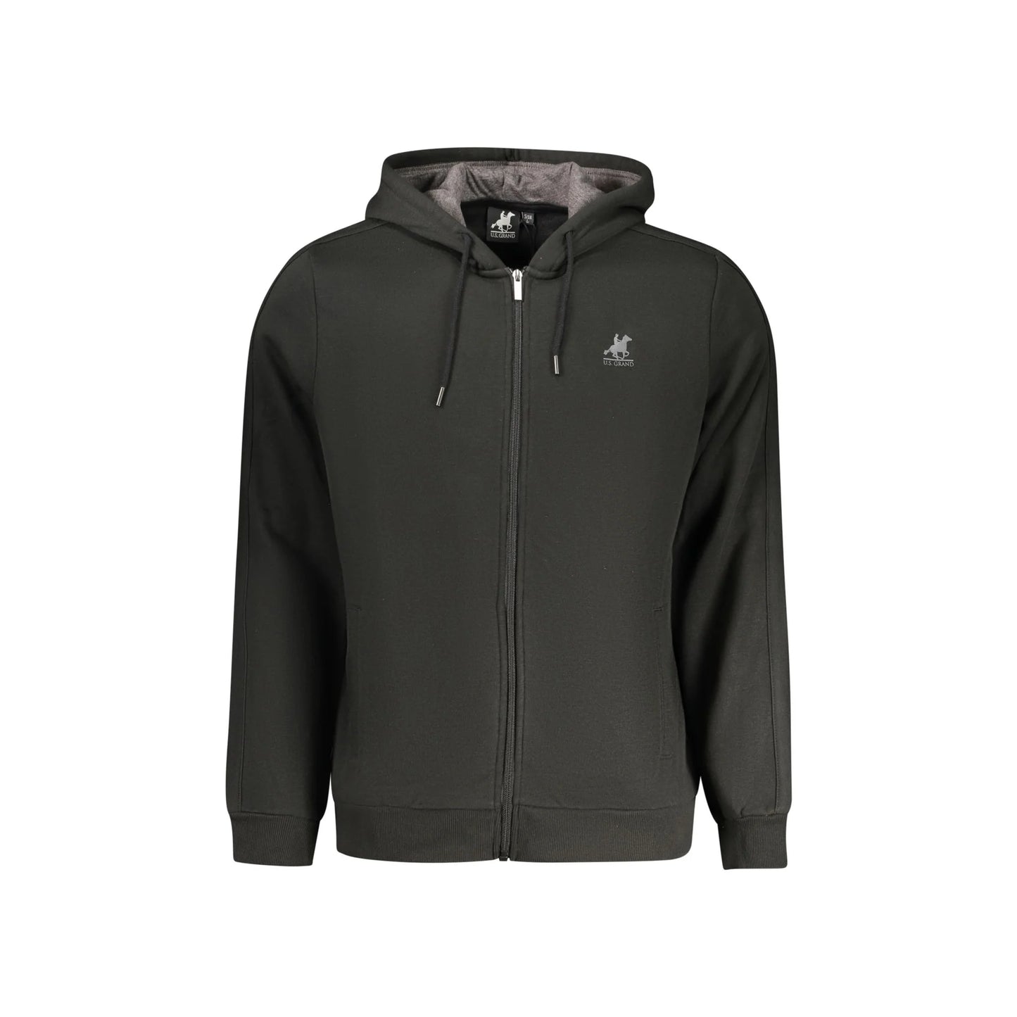 U.S. Grand Felpa Uomo Nera Zip Cappuccio Felpata Logo Felpe Nero - foto prodotto