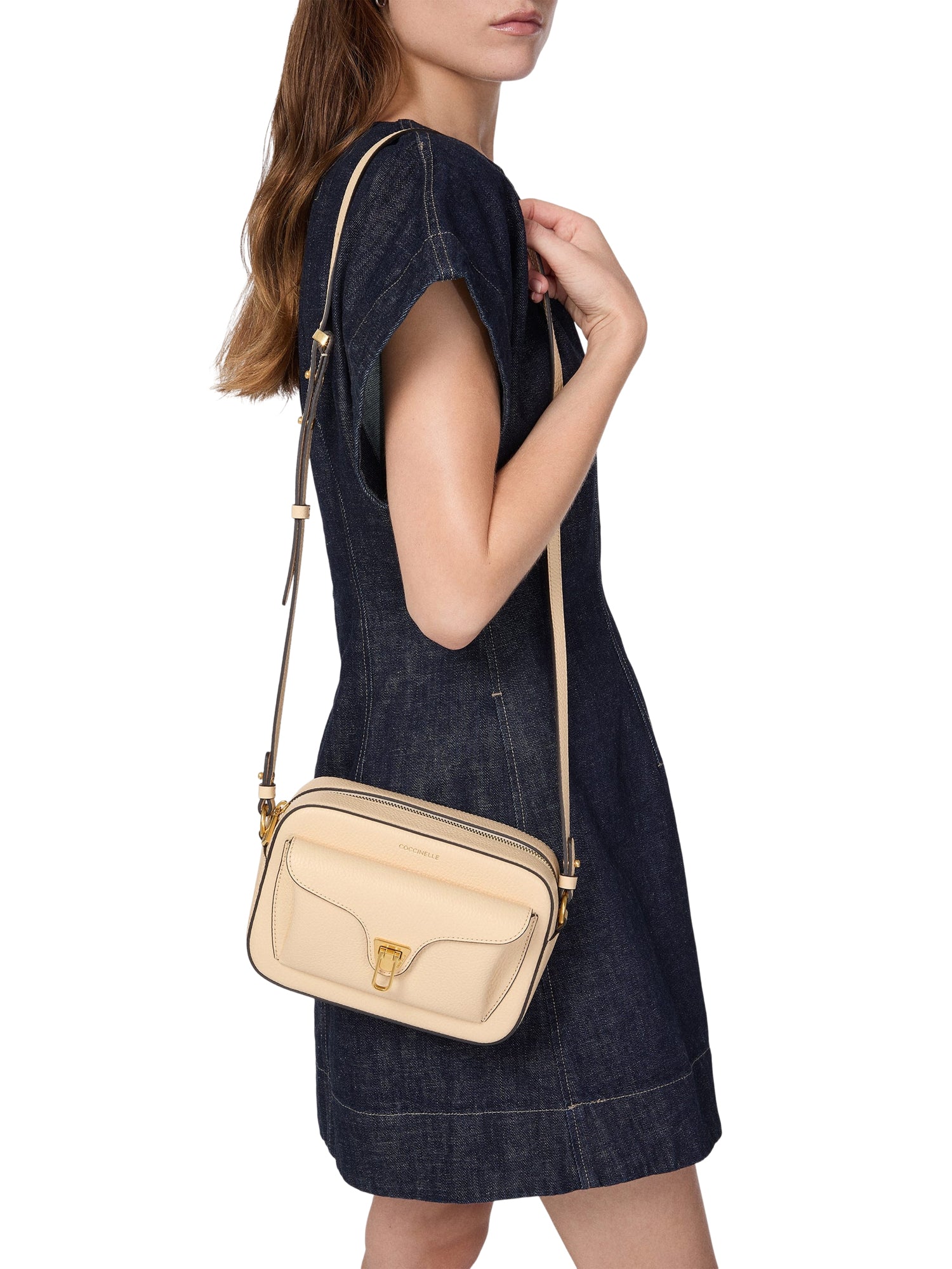 COCCINELLE Borsa Donna a Tracolla Viola, In Vera Pelle, Beat Soft Small