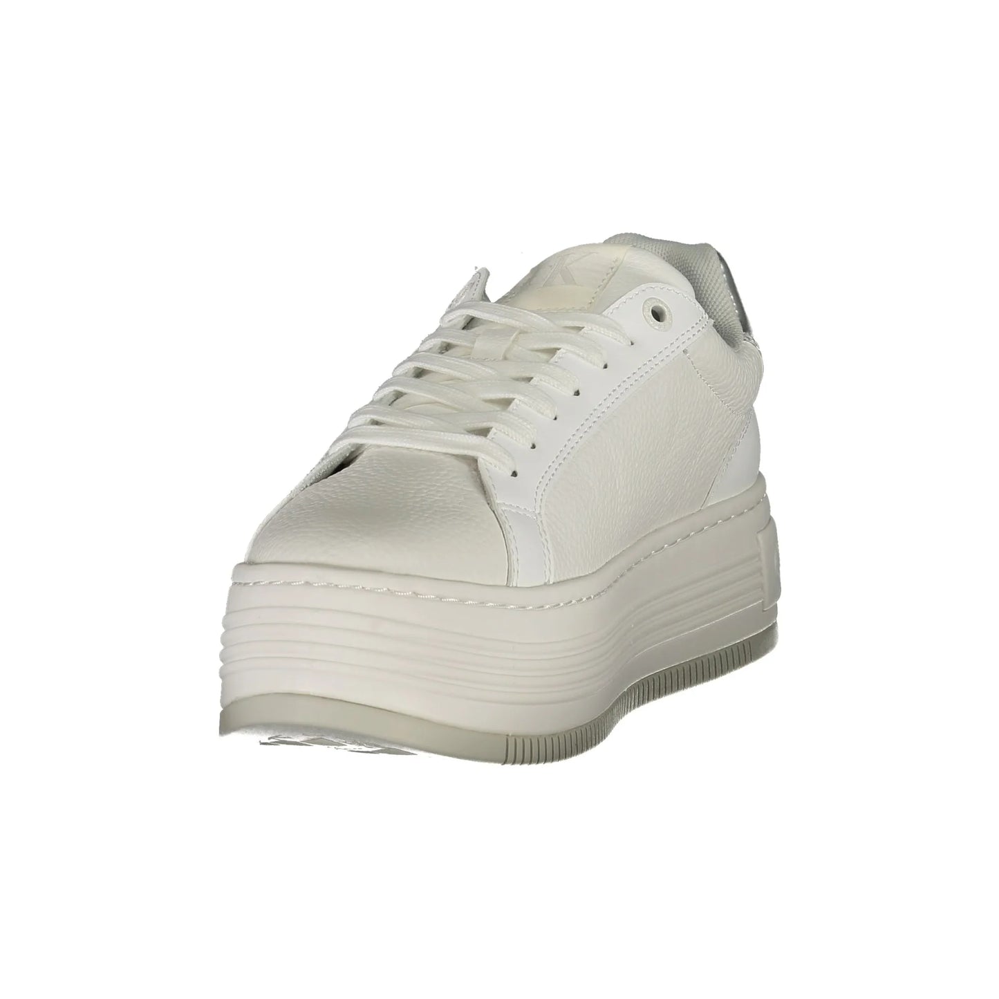 CALVIN KLEIN Scarpe Sneakers Donna Bianche con Zeppa e Dettagli Argento bianco - vista 3
