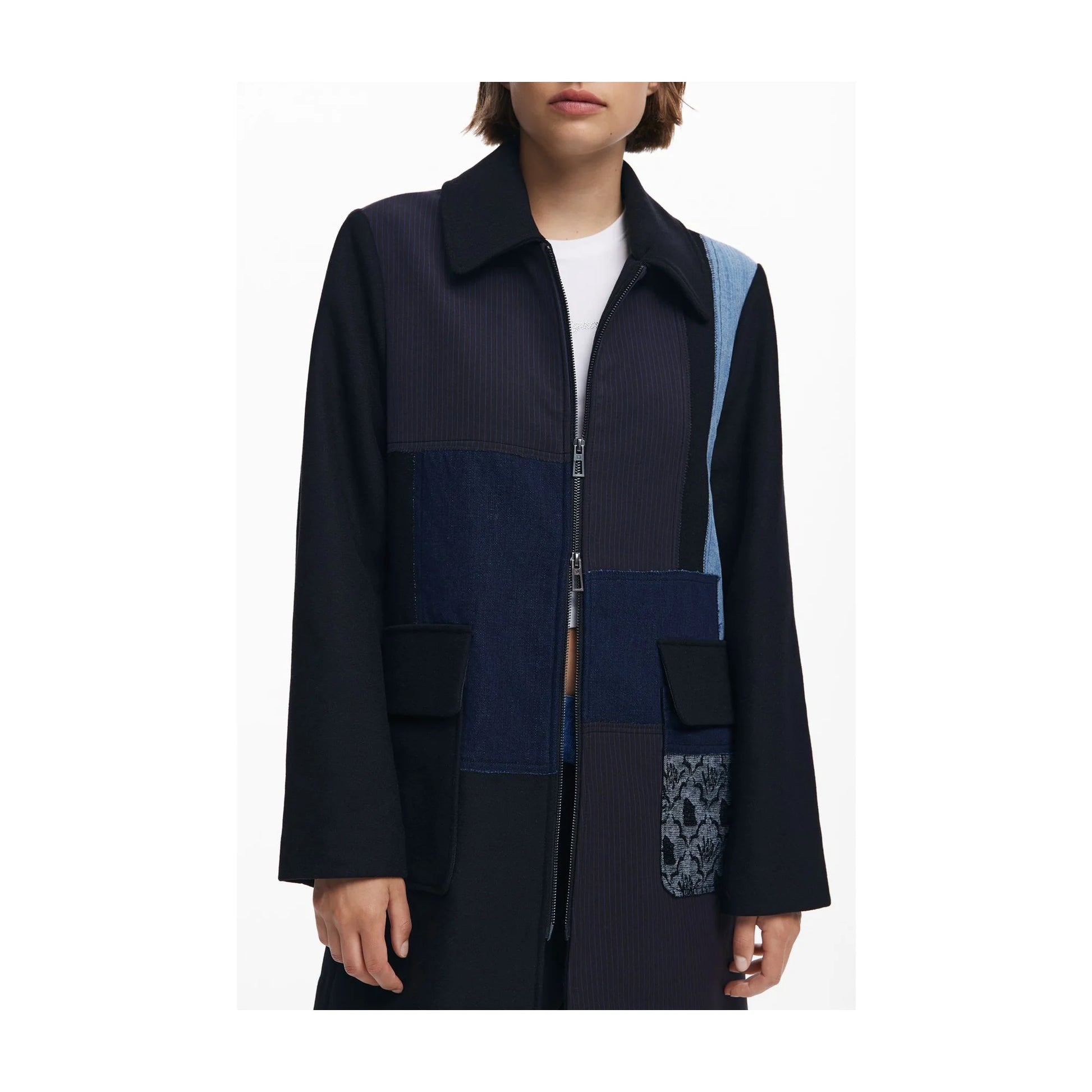Desigual Giubbotto Maniche Lunghe Donna Nero Zip Giubbotti e Giacche - vista 3