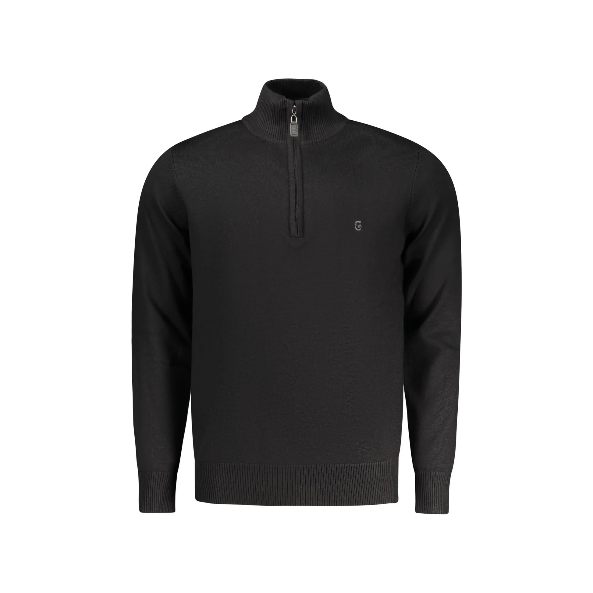 Coveri Moving Maglia Uomo Nera Mezzo Zip Ricamo Maglie Nero - foto prodotto
