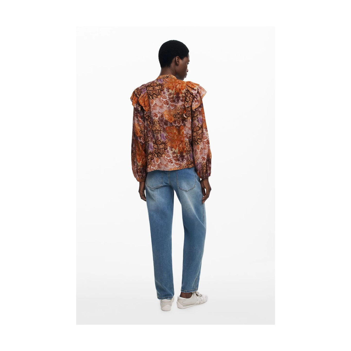 Desigual Camicia Maniche Lunghe Donna Arancione Dettagli a Contrasto Camicie - vista 2