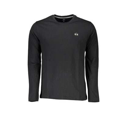 La Martina T-Shirt Maniche Lunghe Uomo Nera Ricamo Nero - foto prodotto