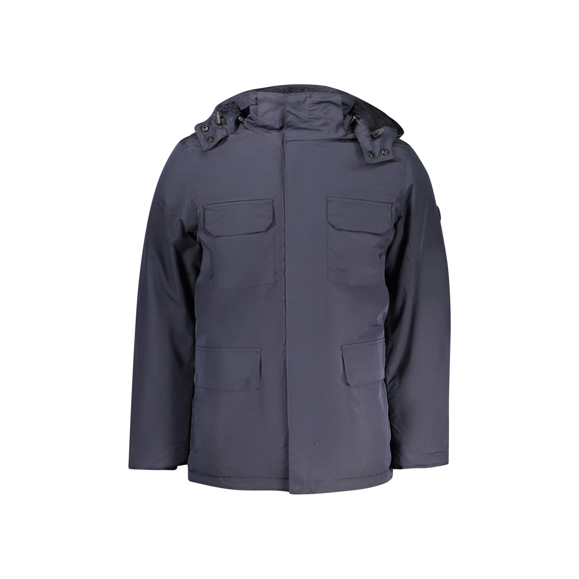 U.S. Grand Parka Uomo Blu Lungo con Cappuccio Removibile Logo Giubbotti e Giacche - foto prodotto