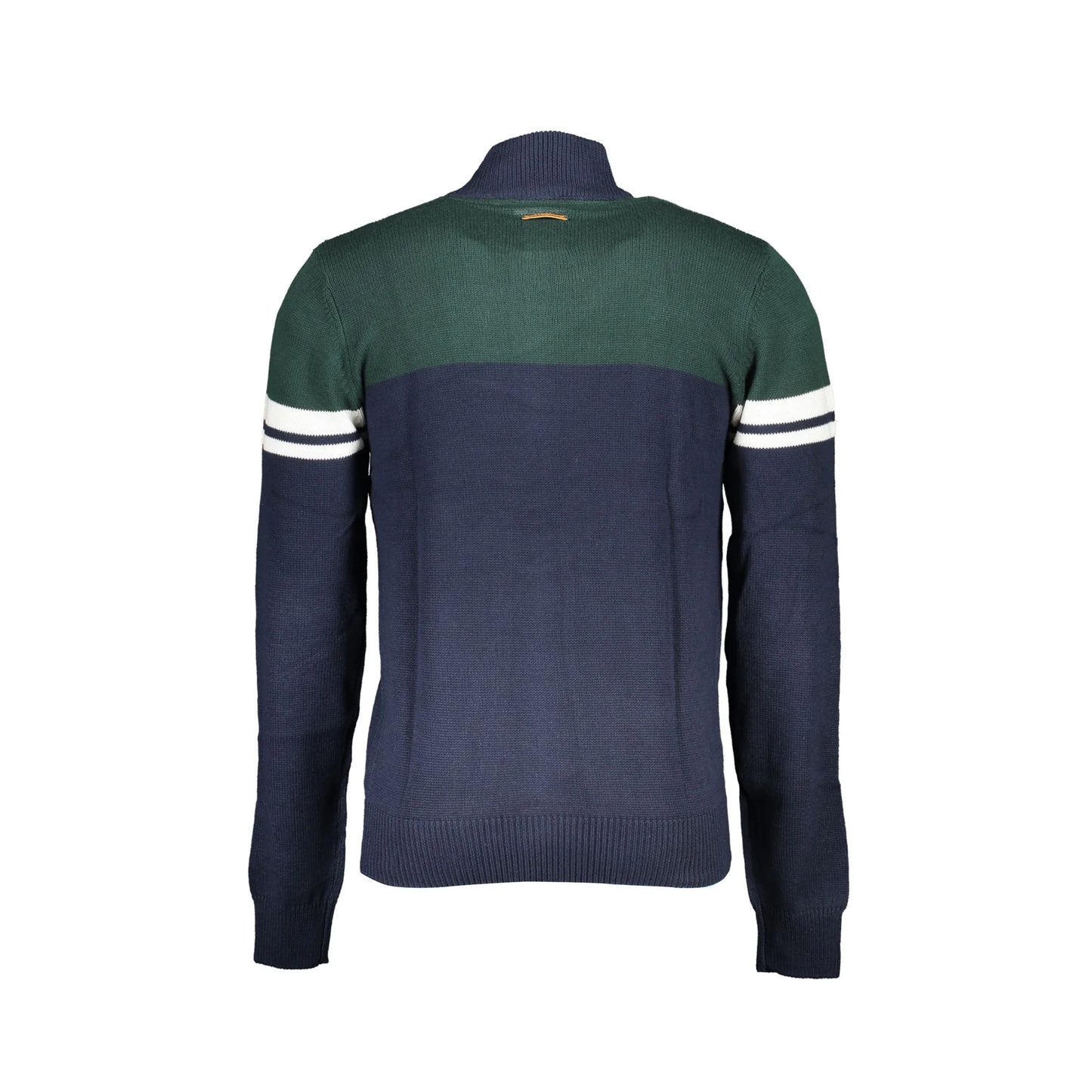 Gian Marco Venturi Cardigan Uomo Blu con Zip Dettagli a Contrasto Logo Maglie - vista 3