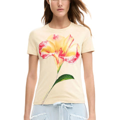 Desigual camiseta Manga Corta Mujer Beige Estampado/bordado/Logo