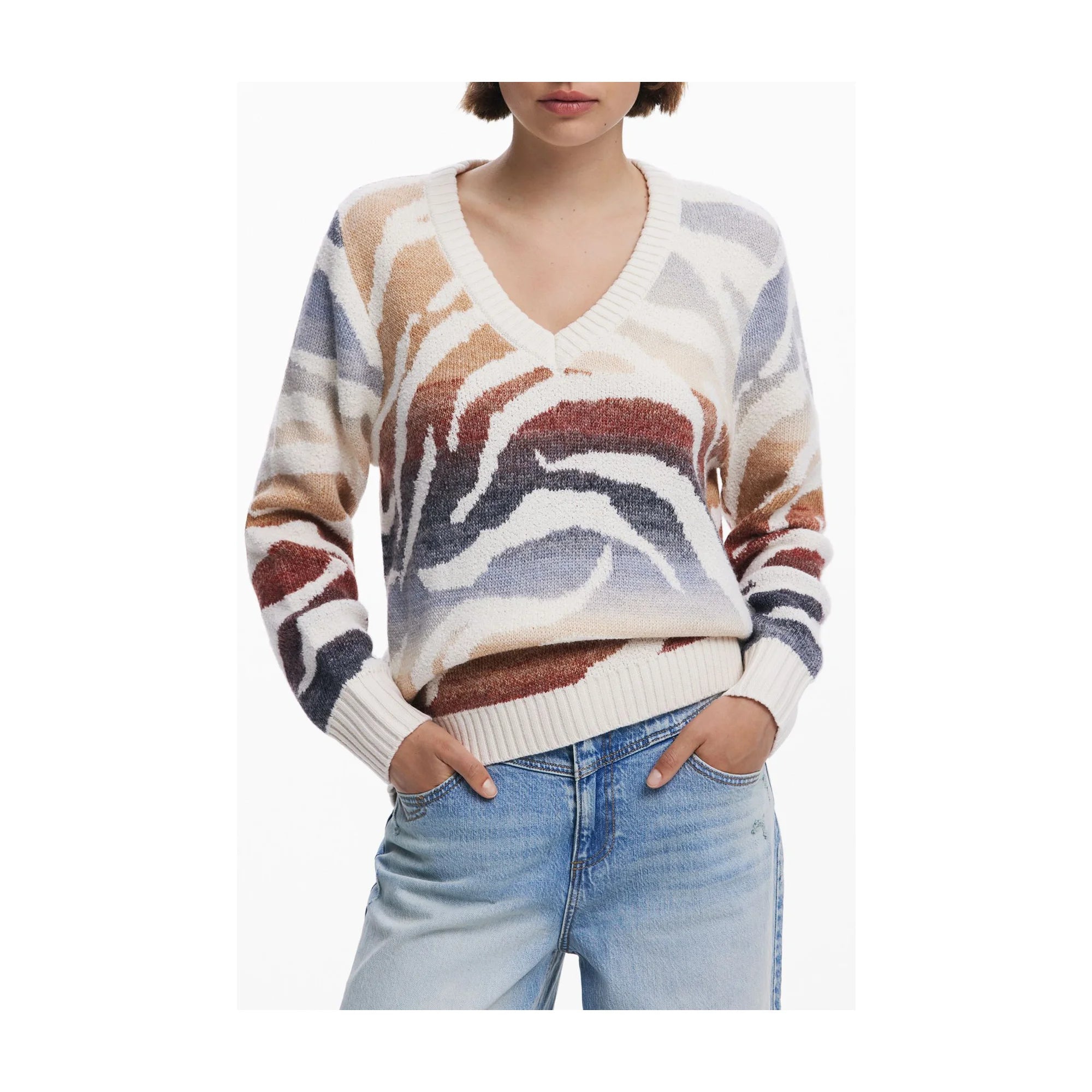 DESIGUAL MAGLIA DONNA BIANCO