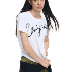 Desigual T-shirt Kortärmad Dam Vit Logotryck
