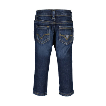 Guess Jeans Bambino Blu Effetto Slavato e Usurato Logo - vista 2