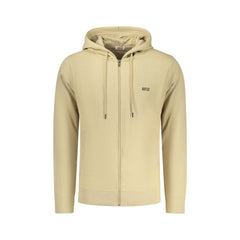 Rifle sweatshirt de Manga Longa Masculina Bege Estampa em Relevo