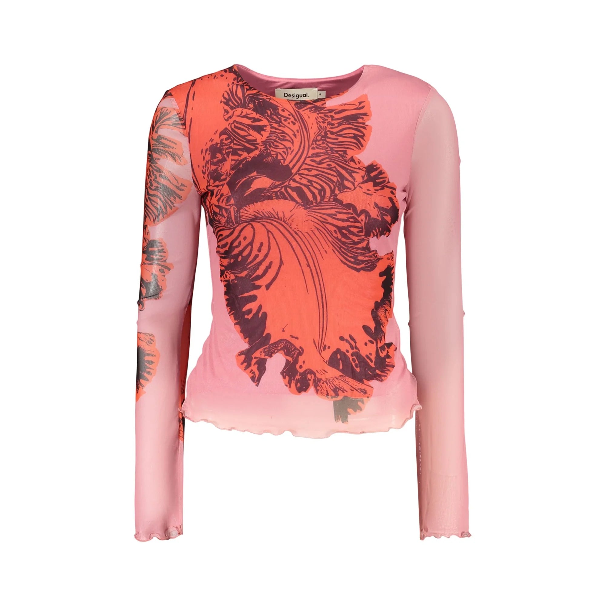 DESIGUAL T-SHIRT MANICHE LUNGHE DONNA ROSA