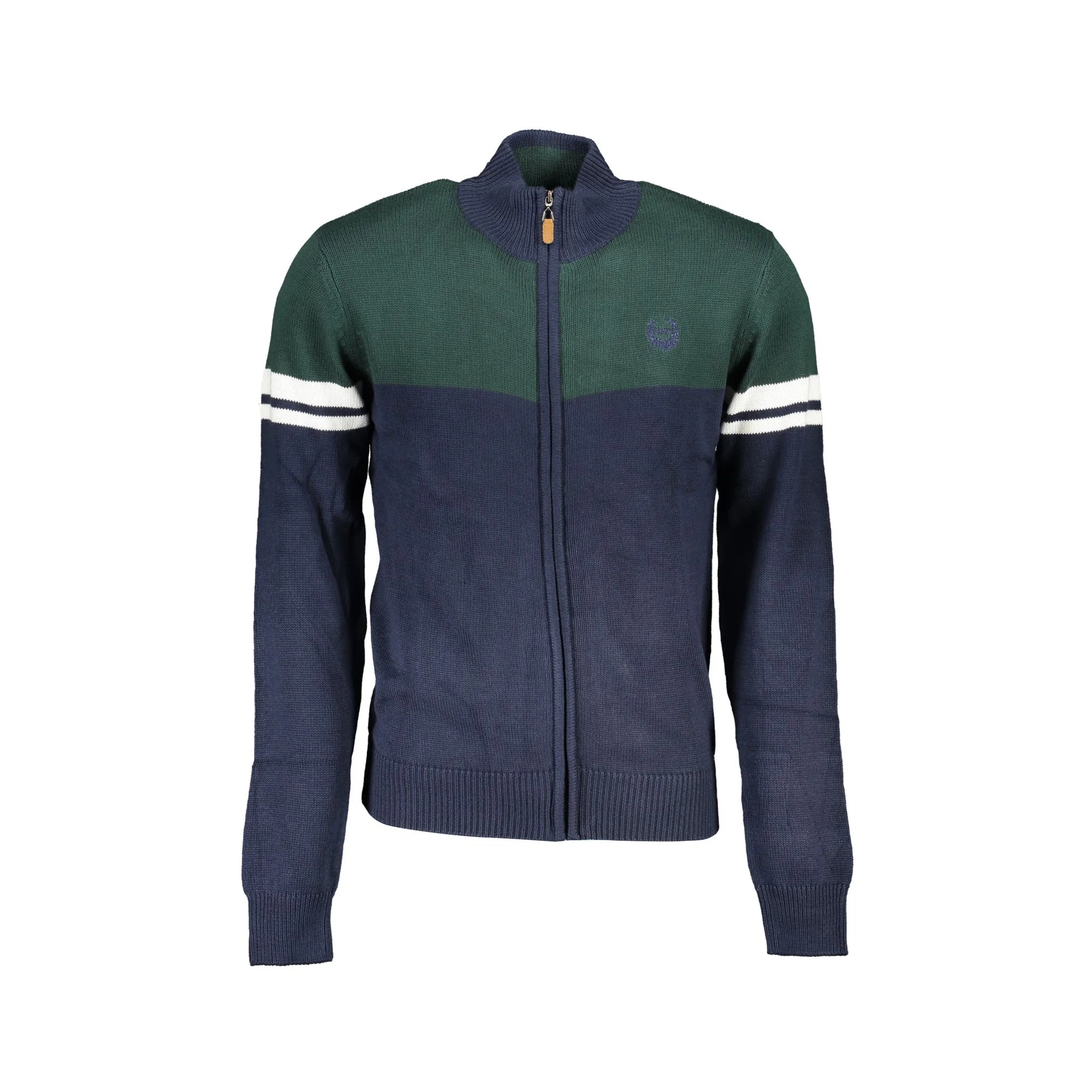 Gian Marco Venturi Cardigan Uomo Blu con Zip Dettagli a Contrasto Logo Maglie - foto prodotto