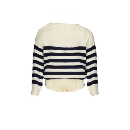 Guess Jeans Maglia Bambina Bianca A Righe Logo Maglie bambino bianco - vista 2