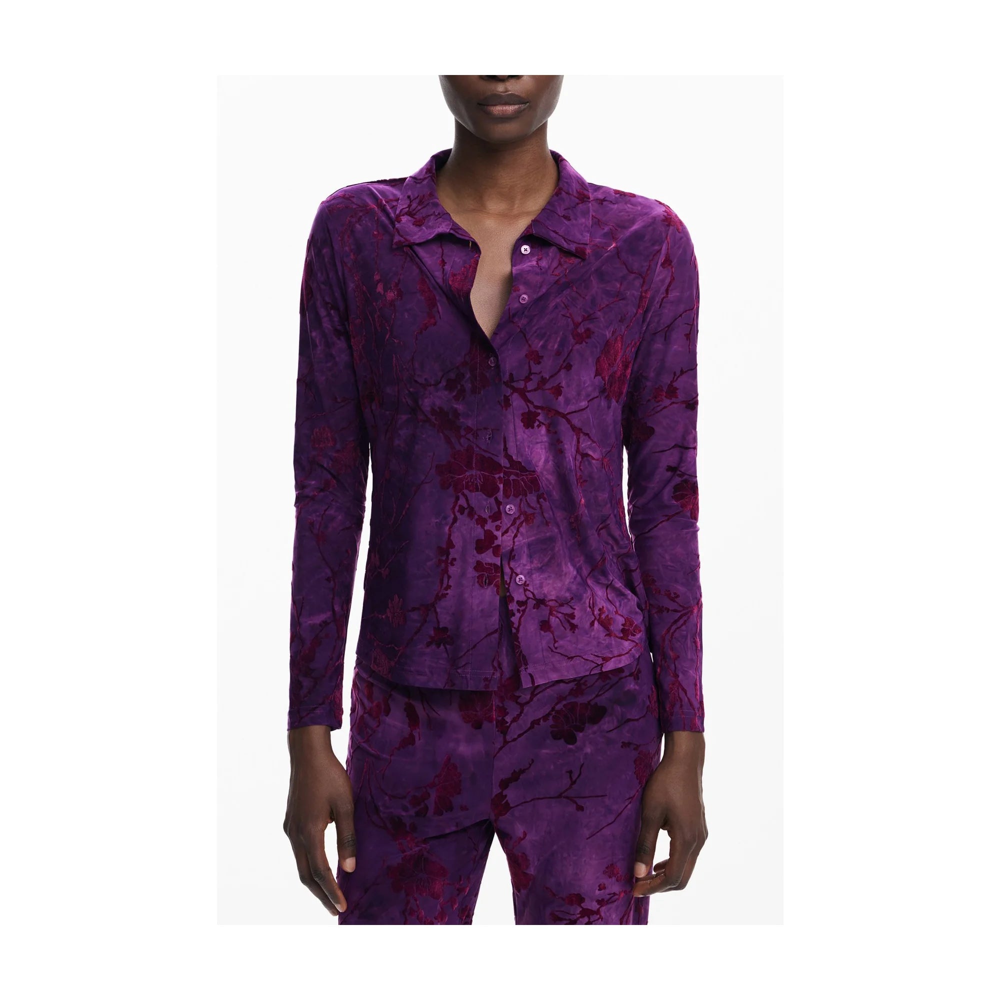 DESIGUAL CAMICIA MANICHE LUNGHE DONNA VIOLA