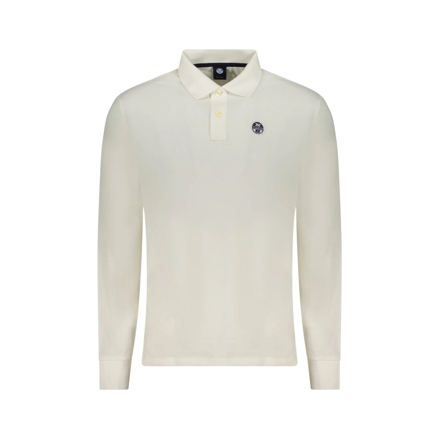 North Sails Polo Uomo Maniche Lunghe 2 Bottoni Cotone Applicazione Logo Bianco - foto prodotto