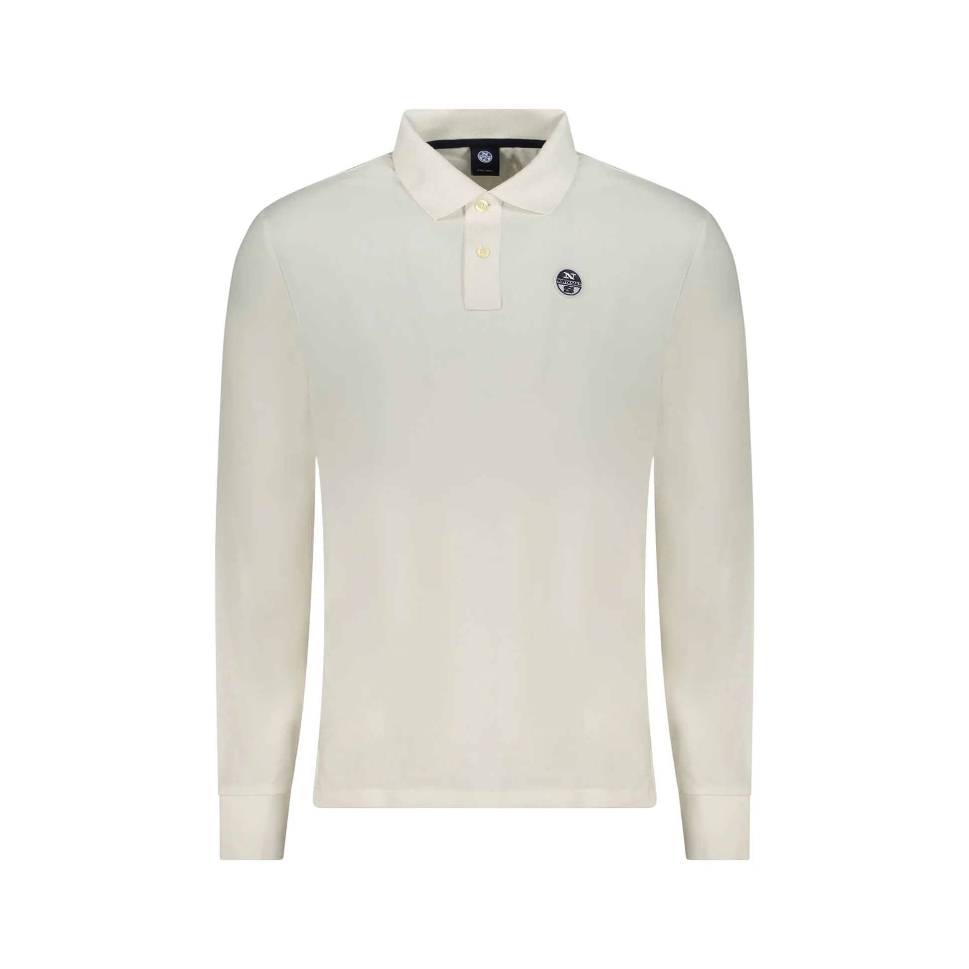 North Sails Polo Uomo Maniche Lunghe 2 Bottoni Cotone Applicazione Logo Bianco - foto prodotto