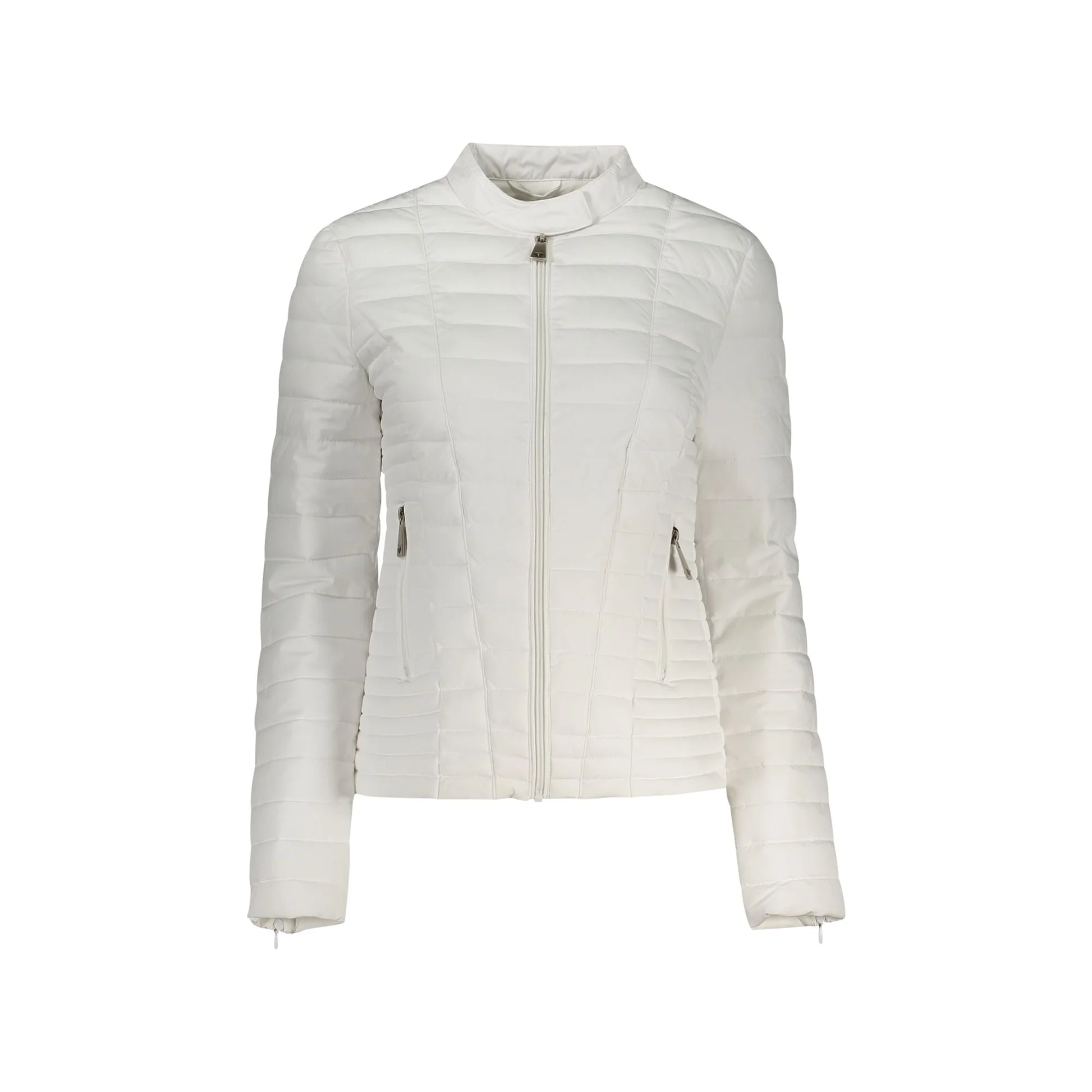 Guess Jeans Giubbotto Maniche Lunghe Donna Bianchi Zip Logo Giubbotti e Giacche Bianco - foto prodotto