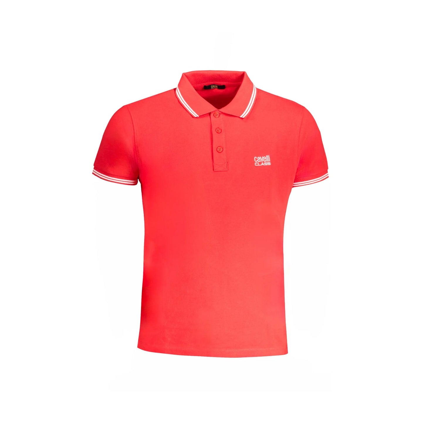 Cavalli Class Polo Uomo Rossa Maniche Corte Contrasto Ricamo Logo Rosso - foto prodotto