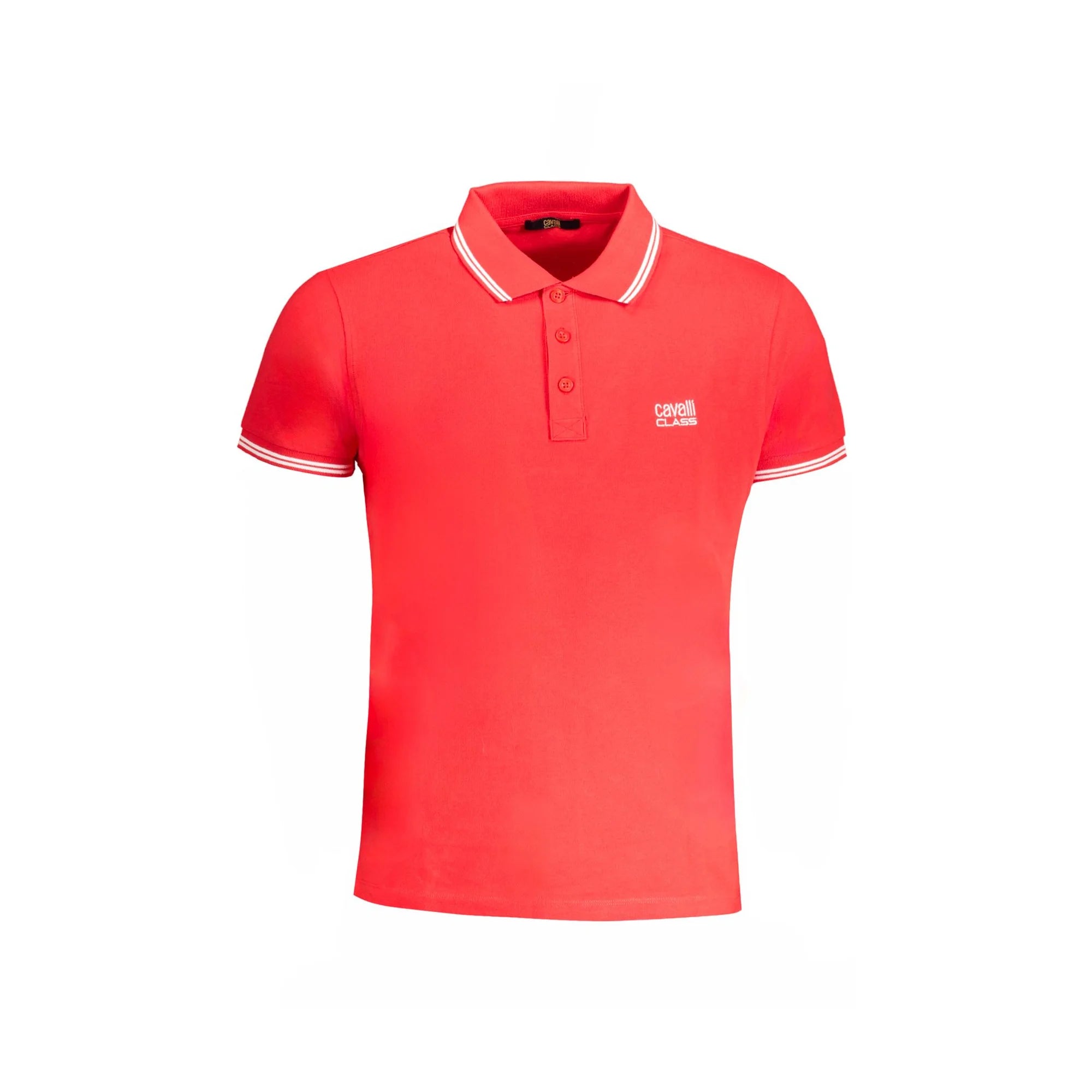 Cavalli Class Polo Uomo Rossa Maniche Corte Contrasto Ricamo Logo Rosso - foto prodotto