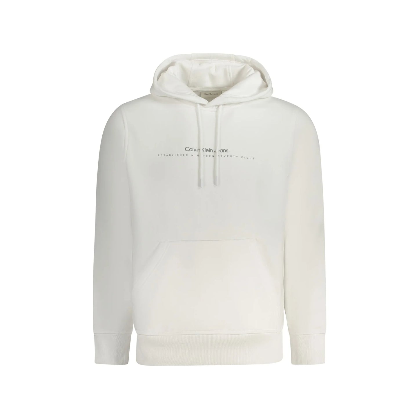 Calvin Klein Felpa Uomo Bianca Cappuccio Felpata Stampa Logo Felpe Bianco - foto prodotto