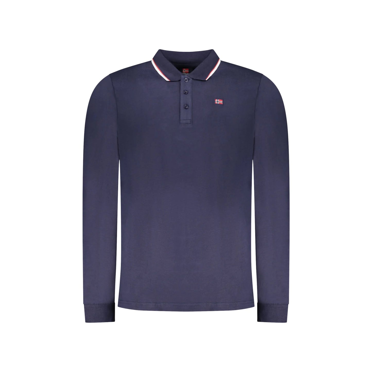 Norway 1963 Polo Uomo Blu Maniche Lunghe Cotone Ricamo Logo - foto prodotto