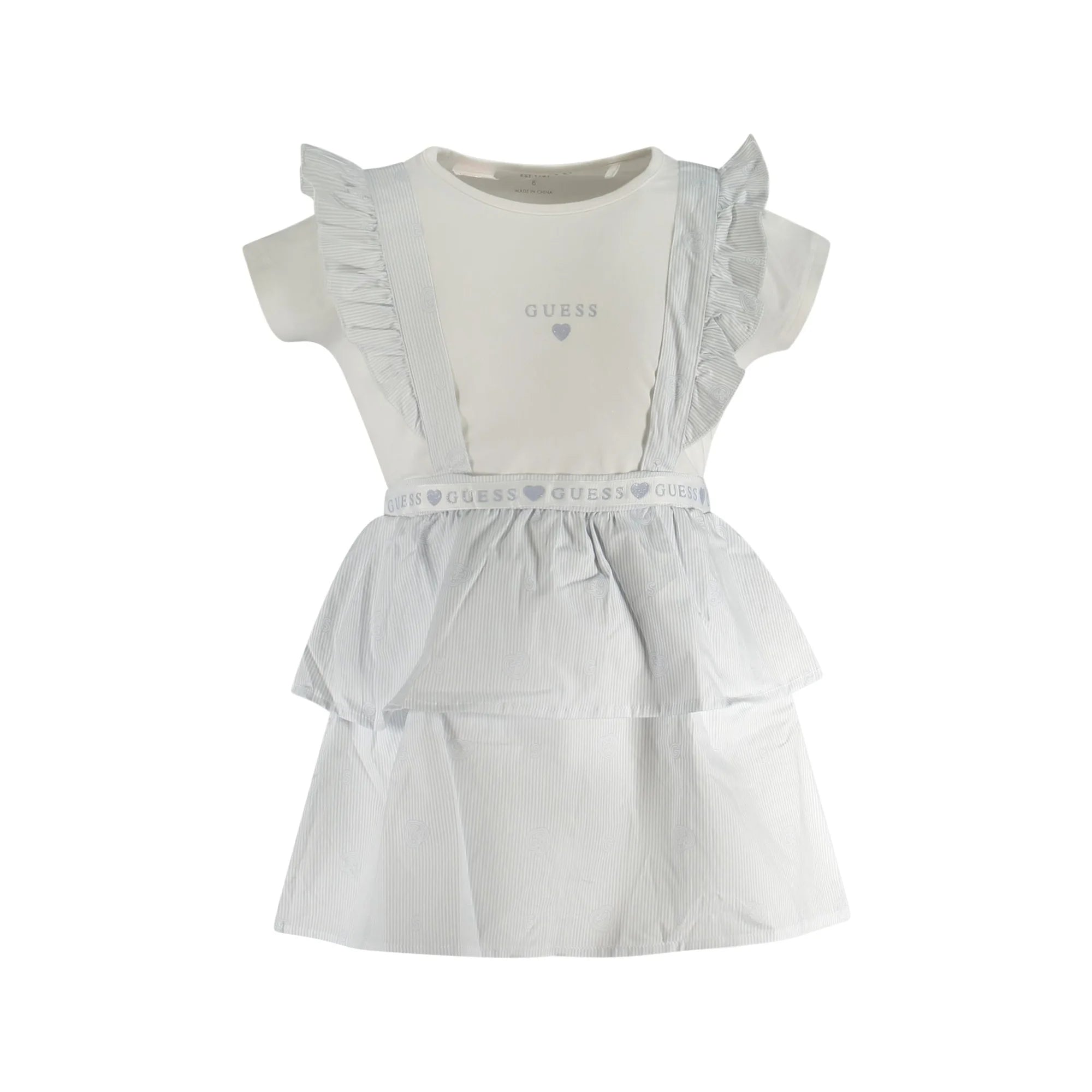 GUESS JEANS T-SHIRT MANICHE CORTE BAMBINA BIANCO