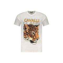 Cavalli Class Tričko Krátký Rukáv Muži Bílá Tisk Logo
