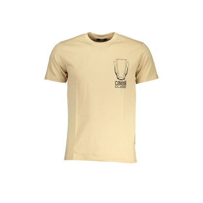 Cavalli Class T-Shirt Maniche Corte Uomo Beige Stampa Logo - foto prodotto