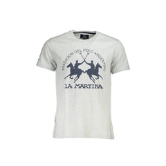 La Martina T-Shirt Maniche Corte Uomo Grigia Stampa Logo
