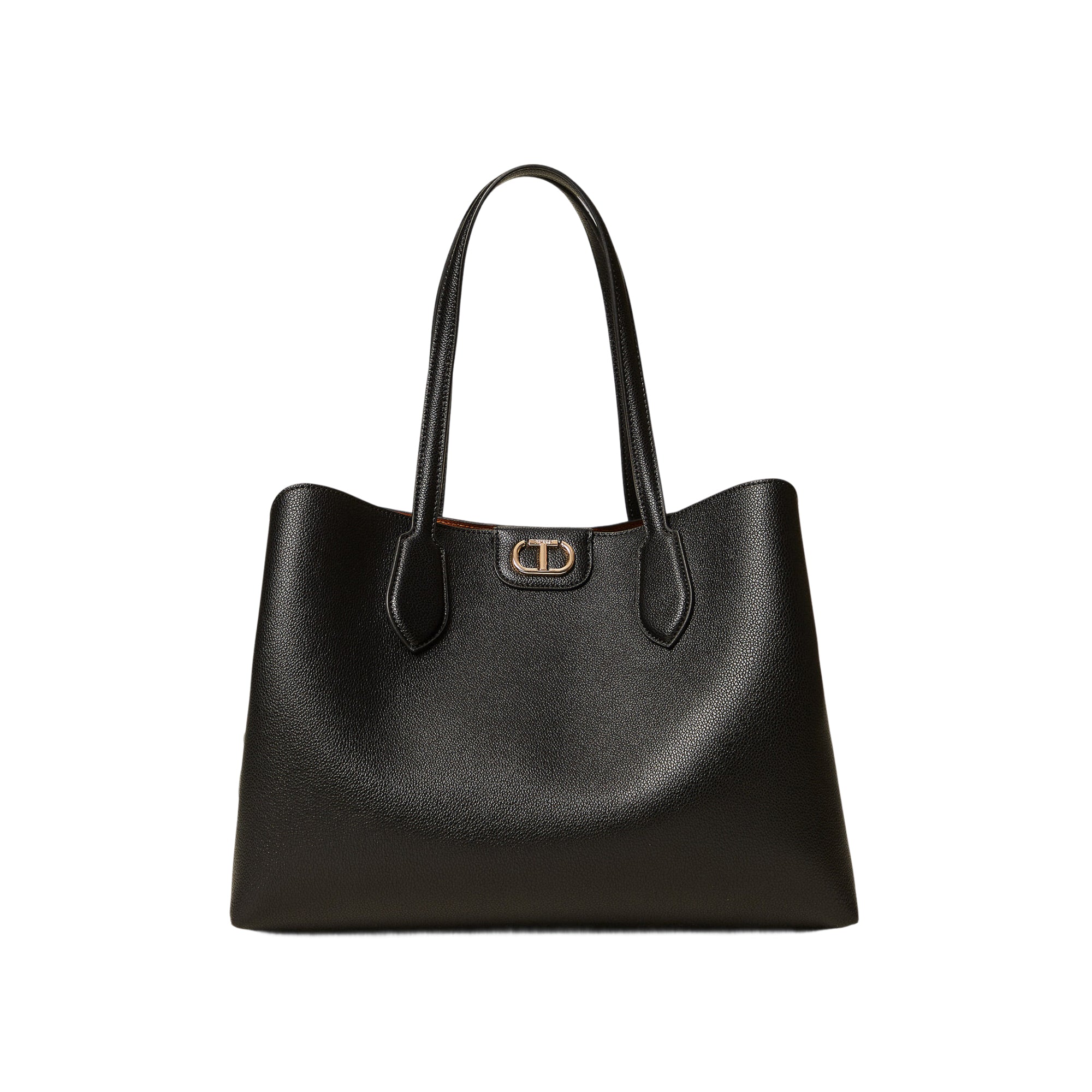 TWINSET Borsa Donna Nera Tote Shopper Bicolore con Manici