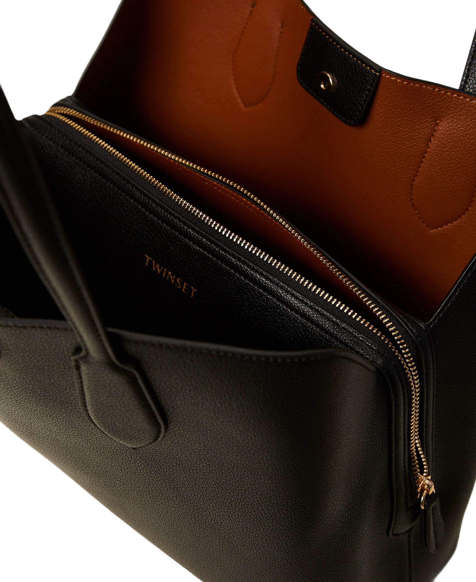 TWINSET Borsa Donna Nera Tote Shopper Bicolore con Manici