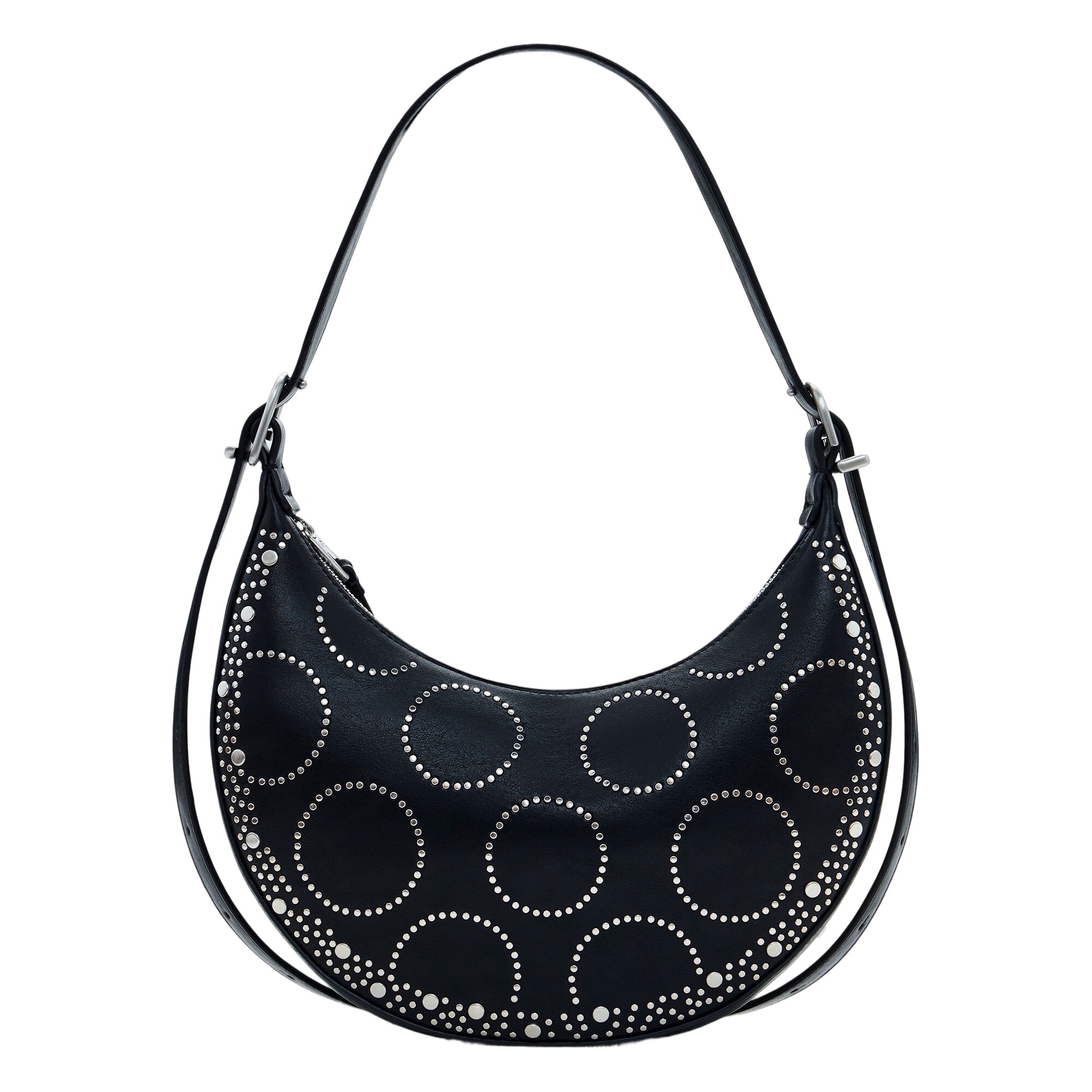 Borsa Donna a Spalla Ovale Desigual con Borchie e Tracolla Mezzaluna