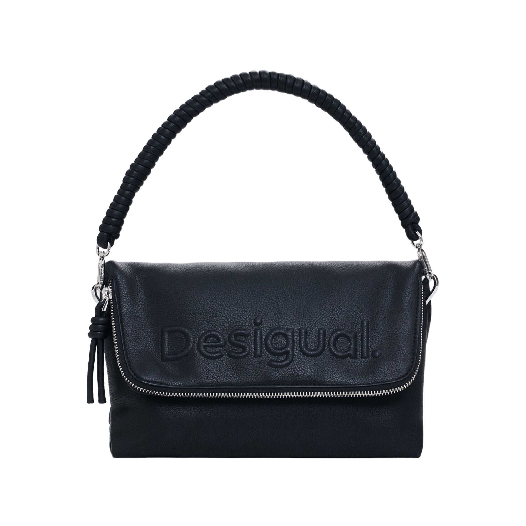 Borsa Donna a Tracolla Nera Desigual con Logo 3D e Patta