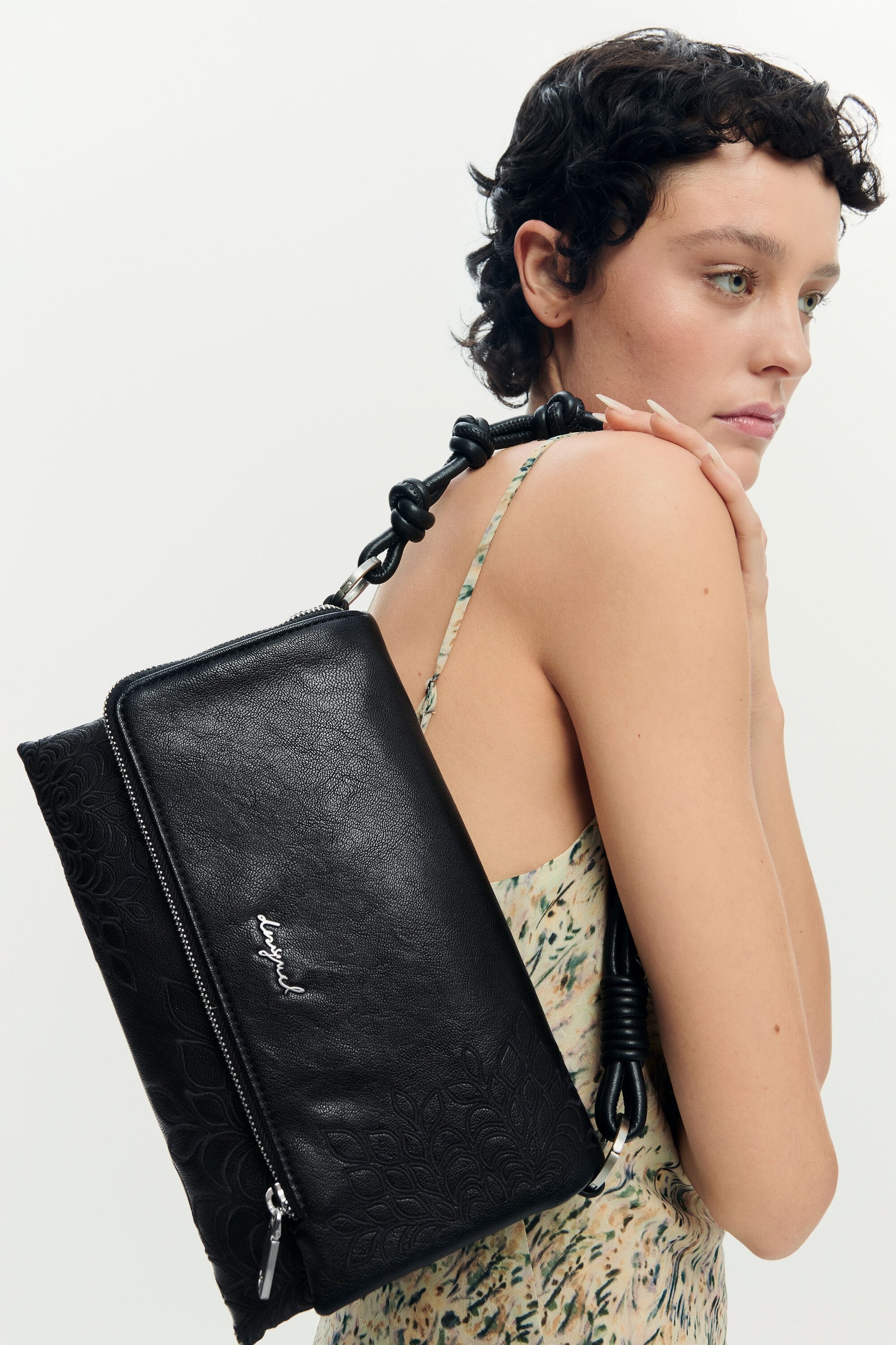 Desigual Borsa a Tracolla Donna Nera Dettagli a Contrasto Borse nero - vista 2