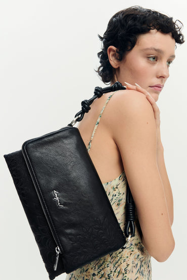 Desigual Borsa a Tracolla Donna Nera Dettagli a Contrasto Borse nero - vista 2