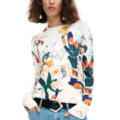 Desigual jersey Mujer Blanca cuello redondo Logo