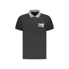 Cavalli Class Polo de Manga Corta para Hombre Negra con Estampado de Logo