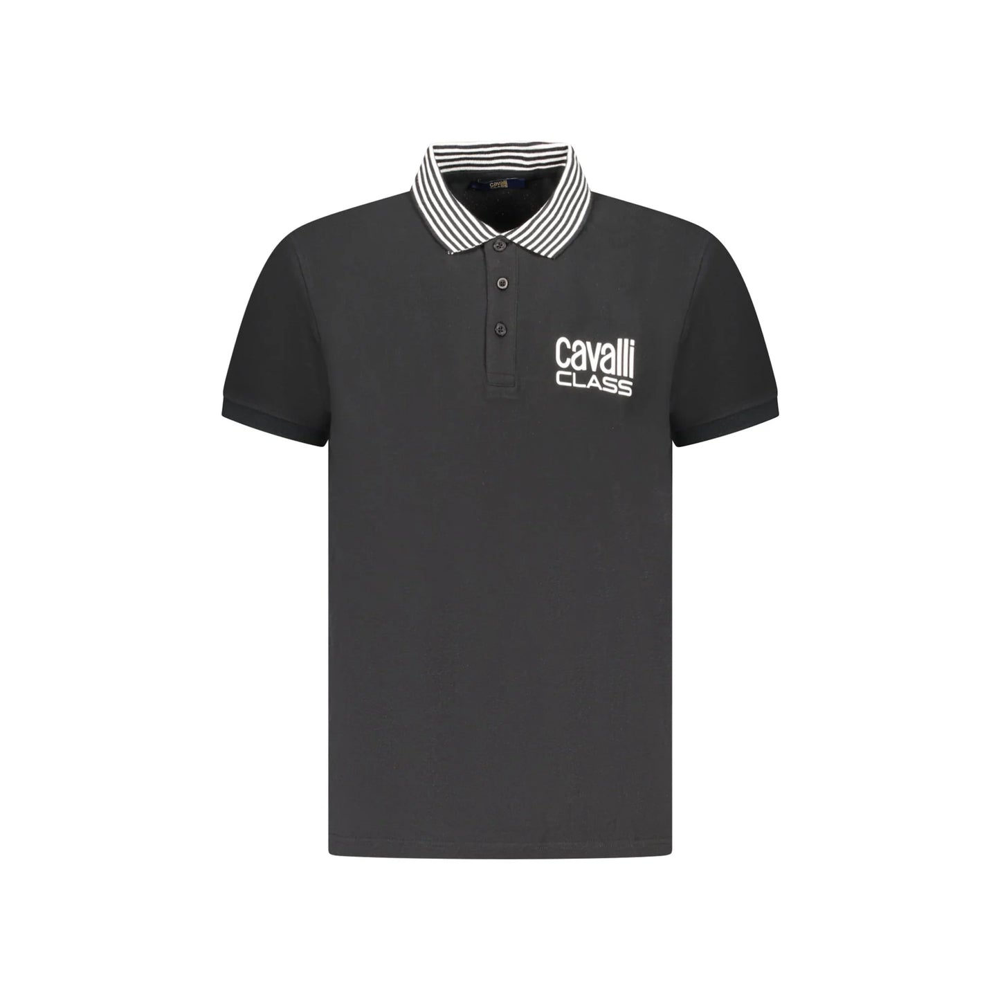 Cavalli Class Polo Maniche Corte Uomo Nera Stampa Logo Nero - foto prodotto