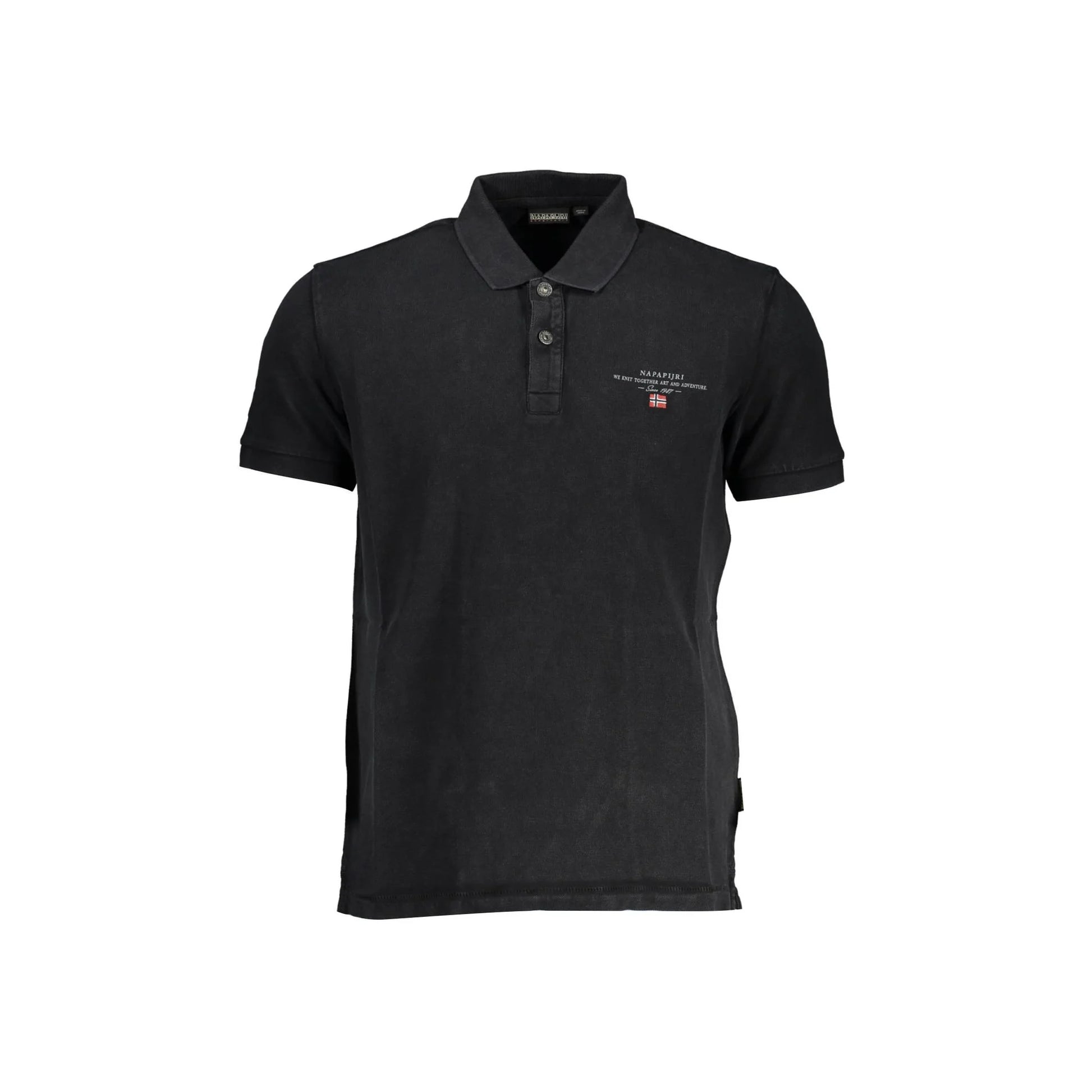 Napapijri Polo Maniche Corte Uomo Nera Stampa/Ricamo/Logo Nero - foto prodotto