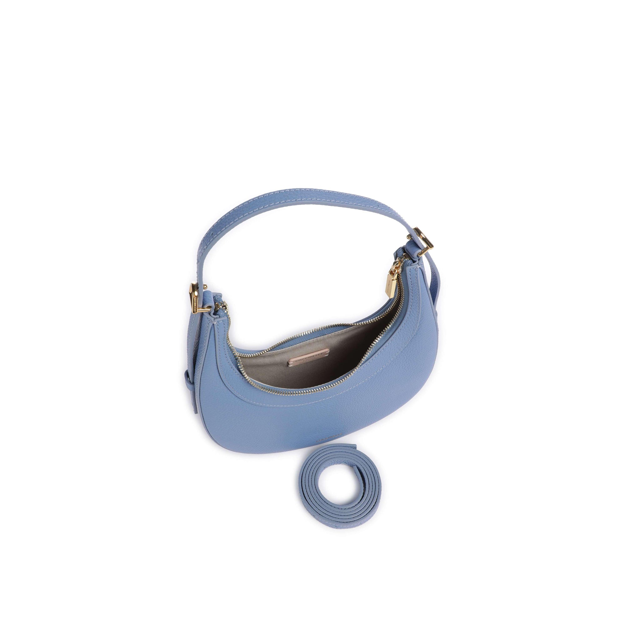 COCCINELLE Borsa Donna a Spalla e Tracolla Blu, In Vera Pelle, Whisper