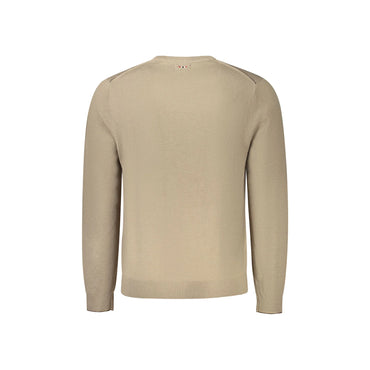 Napapijri Maglione Uomo Marrone Girocollo con Ricamo Logo Maglie - vista 2